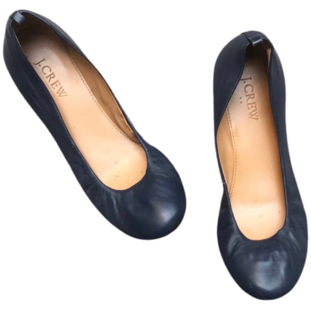 JCREW Navy Leather Slip On Ballet Slippers